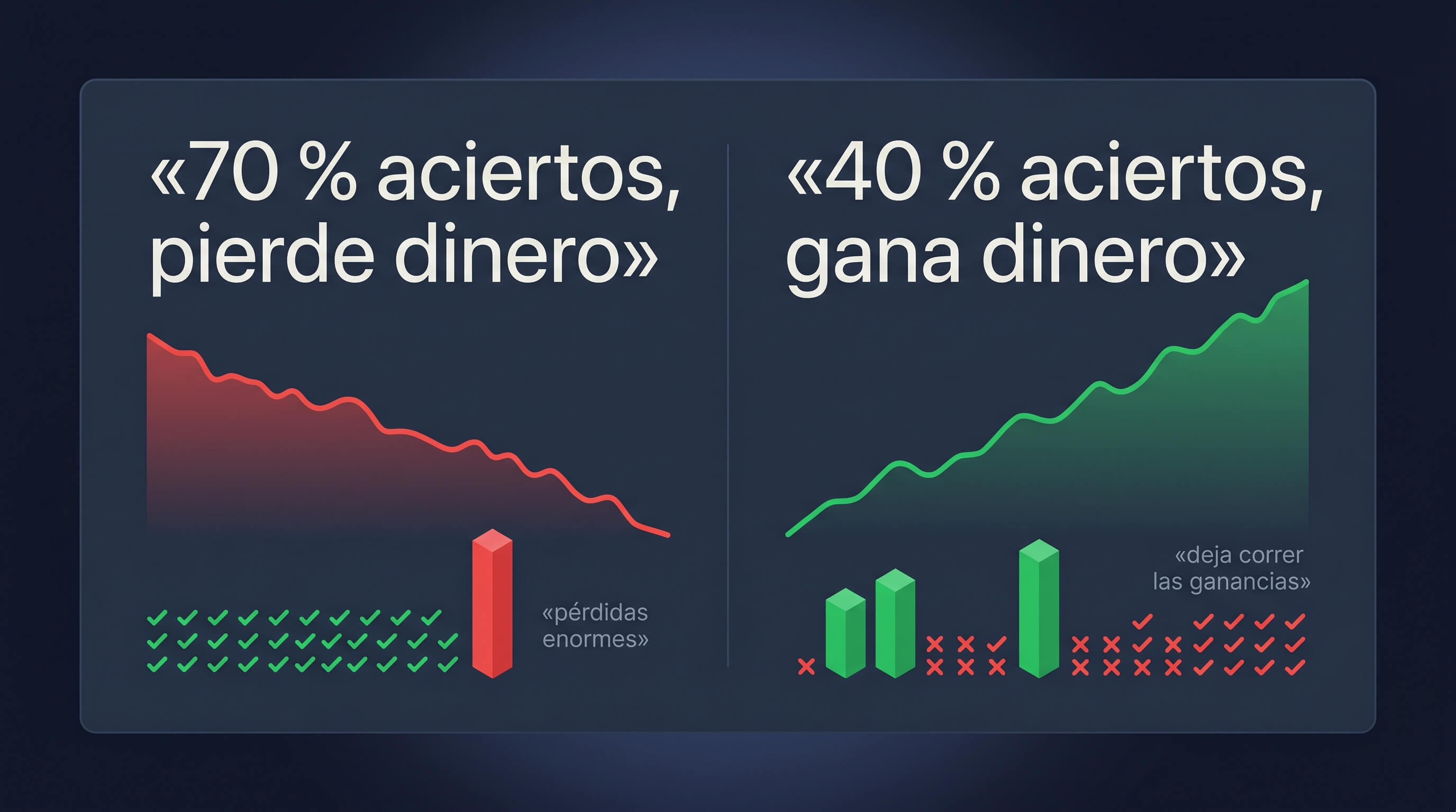 Un 70 % de aciertos puede perder dinero y un 40 % puede ganarlo: el win rate engaña