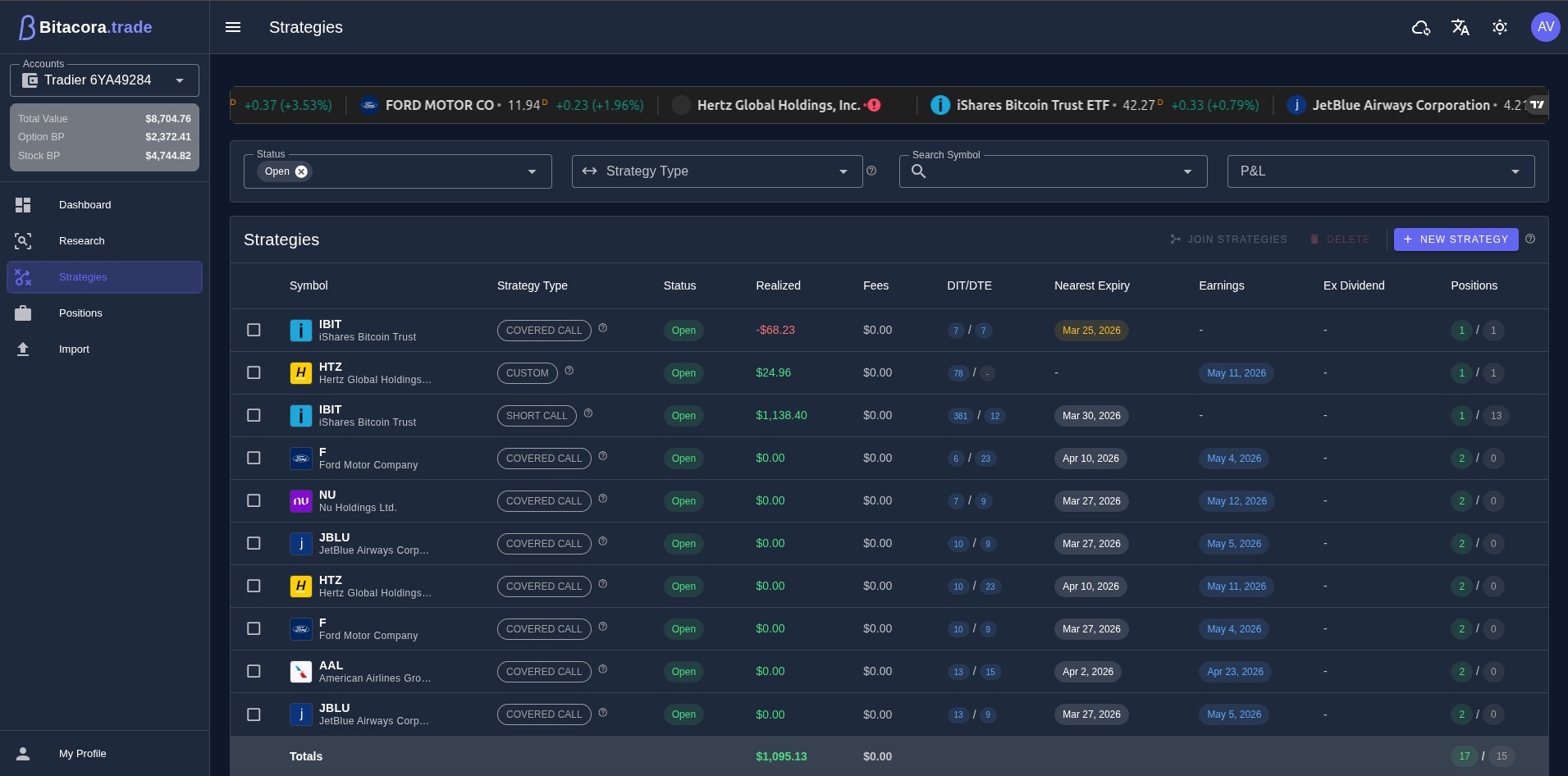Dashboard de Estrategias Multi-Leg